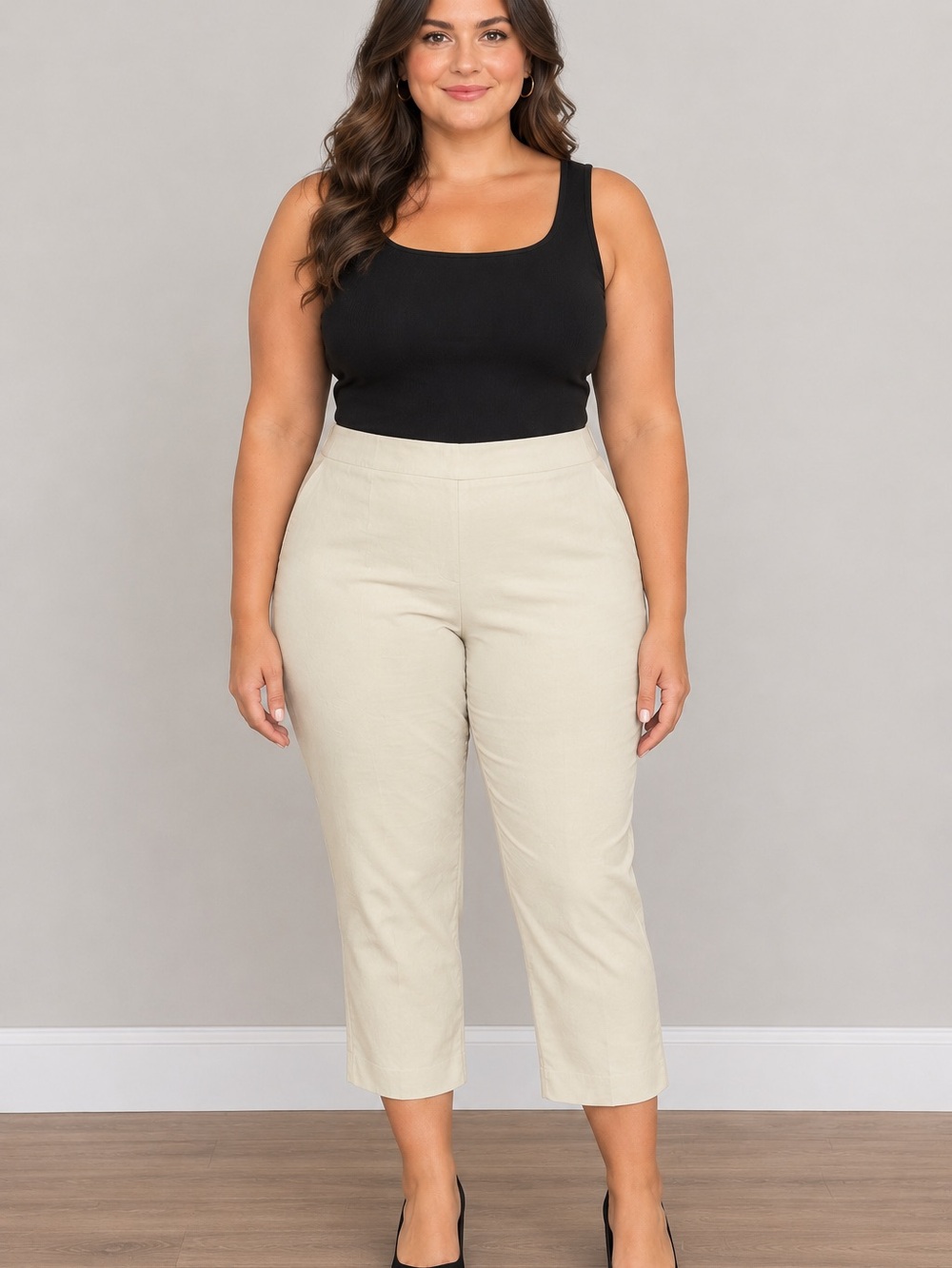 Talbots Cream Cropped Pull-On Stretch Trousers Women’s Size 14
